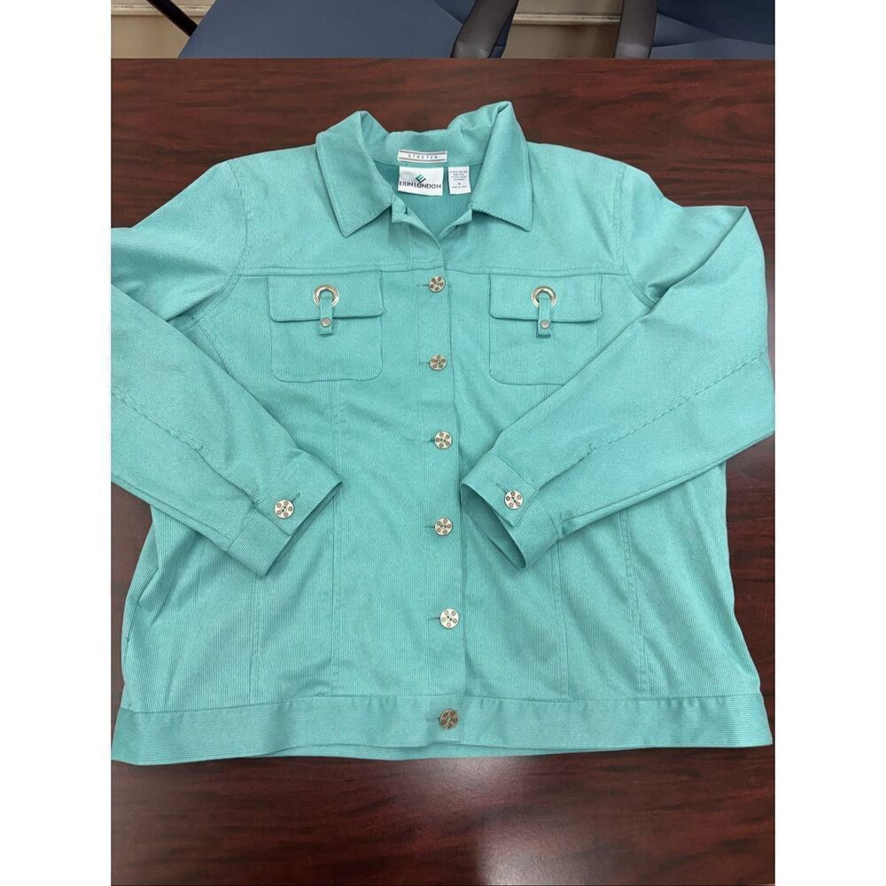 Erin London Stretch Long Sleeve Button Up Jacket Size 1X